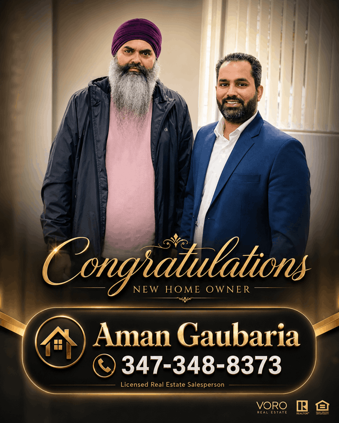 Congratulations from Aman Gaubaria — happy Long Island family